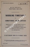 Working Timetable of Conditional Train Services - Section PG - Swindon, Lavington & Taunton, Bathampton & Salisbury, Barnt Green, Hartlebury, Evesham Road Crossing, Awre, Swindon & Bristol, 2 October 1978 to 13 May 1979 by British Railways Western Region